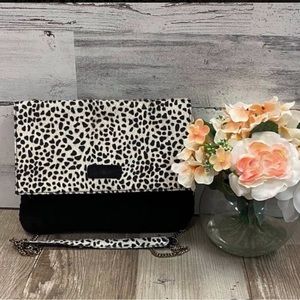 🆕🖤JANE MARIE: “DALMATIAN” REAL SUEDE ANIMAL PRINT CROSSBODY BAG